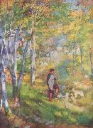 Auguste renoir, Jules le Caur et ses chiens dans la foret de Fontainebleau